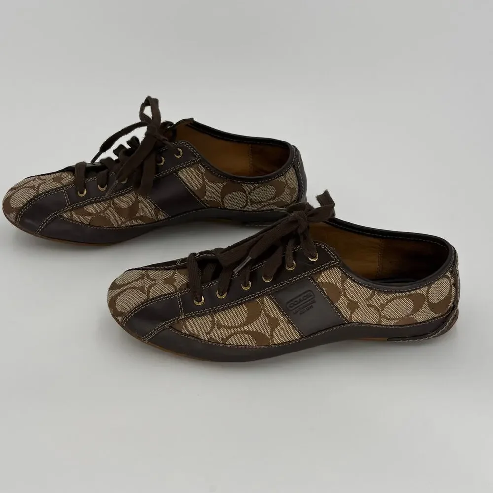 Coach Suee A1258 Signature Canvas Low Top Sneakers Brown